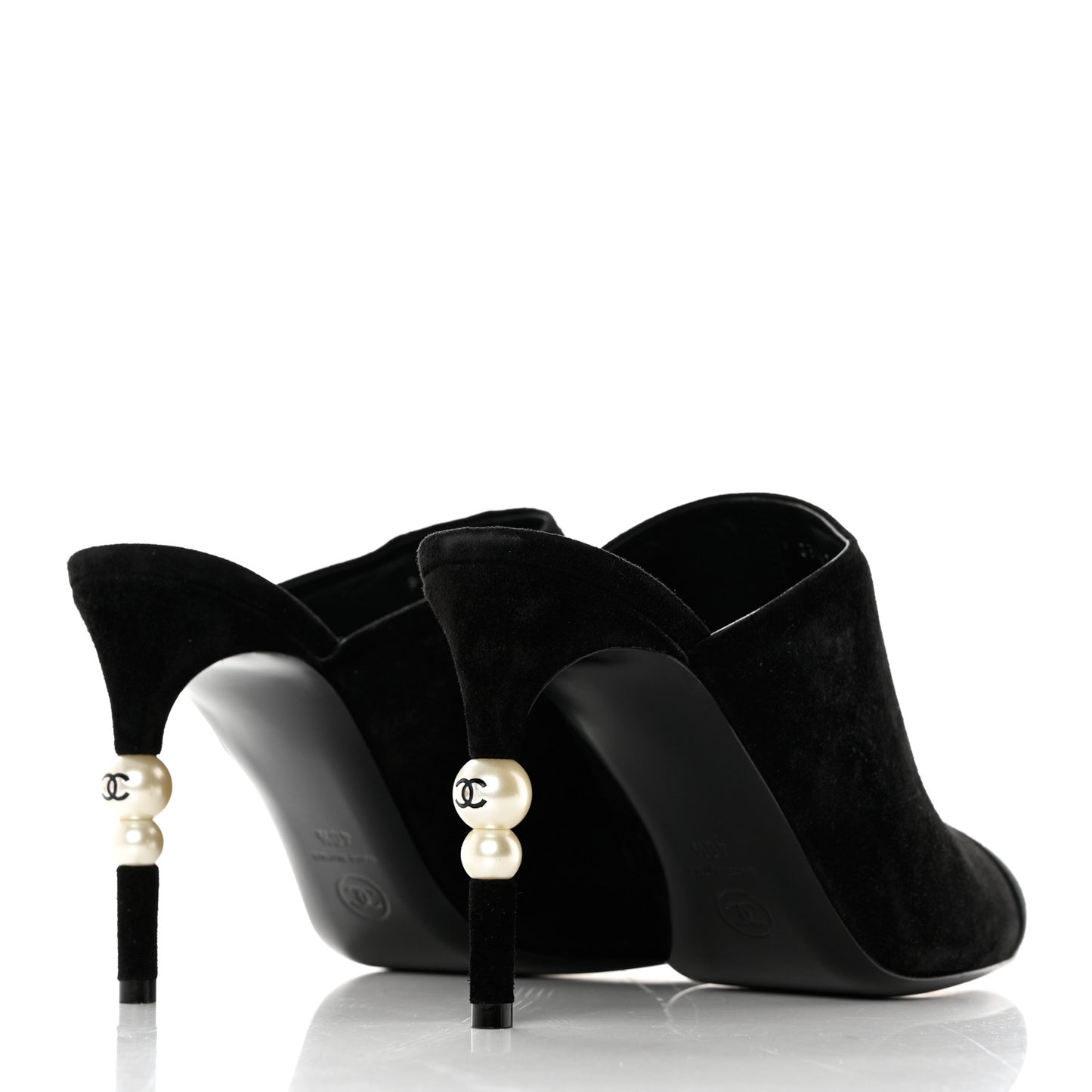 Suede Grosgrain Cap Toe Pearl Mule 40.5 Black