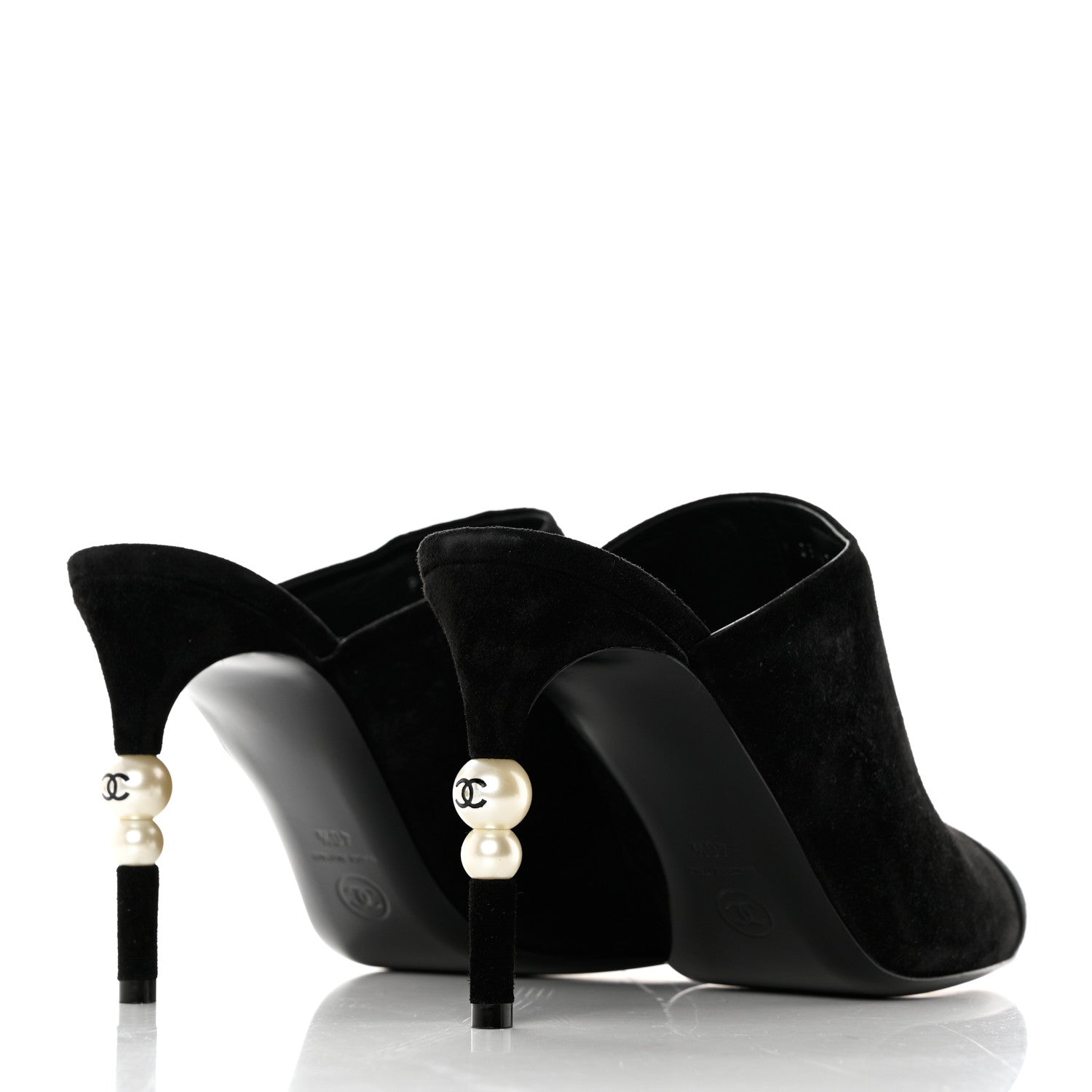 Chanel Suede Grosgrain Cap Toe Pearl Mule 40.5 Black 4 of 9