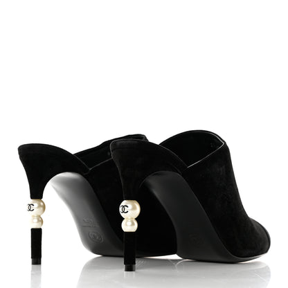 Chanel Suede Grosgrain Cap Toe Pearl Mule 40.5 Black 4 of 9