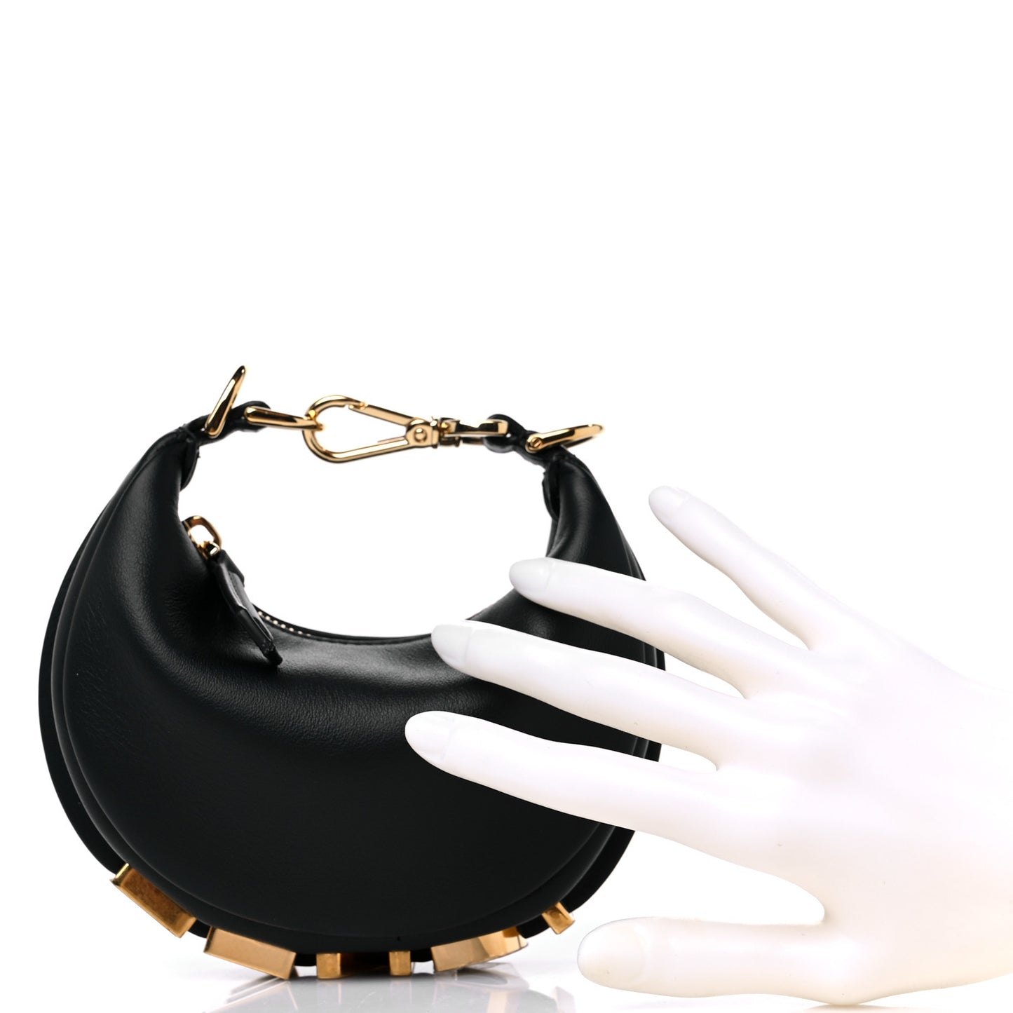 Vitello Grace Matte Nano Fendigraphy Hobo Charm Black