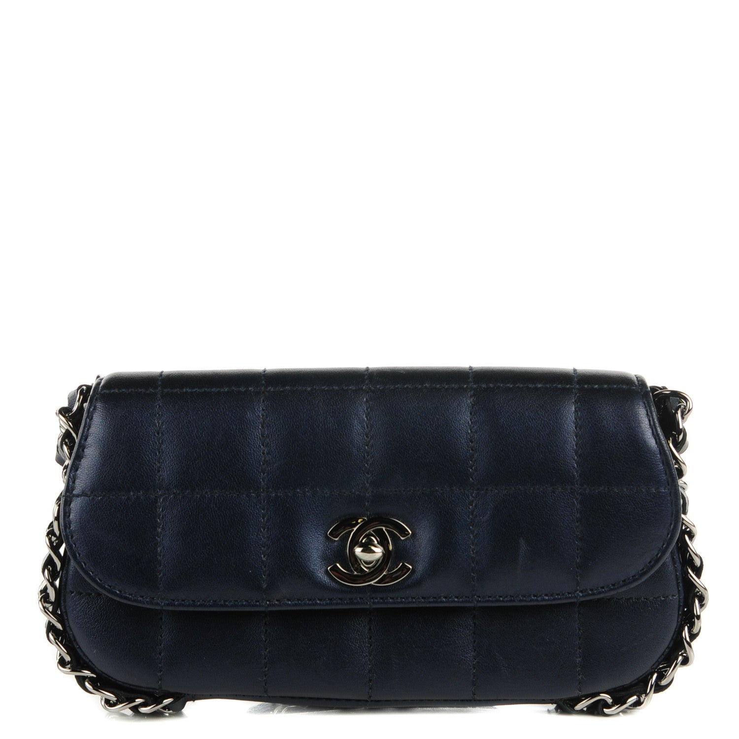 Chanel Metallic Lambskin Quilted Chocolate Bar 3 Chain Flap Navy 1 of 9