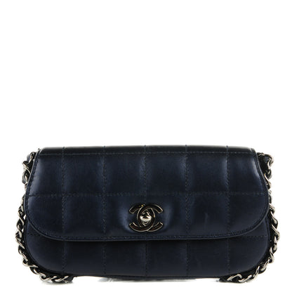 Chanel Metallic Lambskin Quilted Chocolate Bar 3 Chain Flap Navy 1 of 9