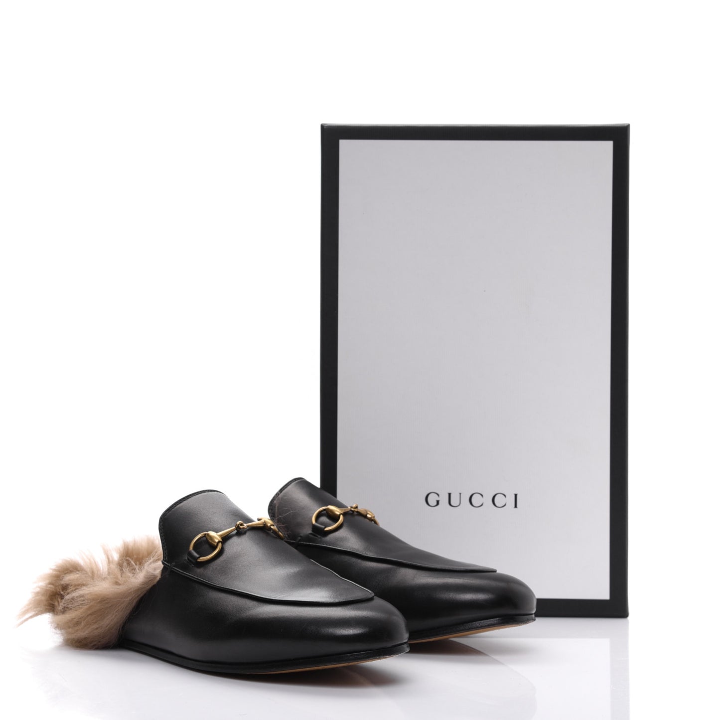 Calfskin Fur Womens Princetown Slippers 41 Black