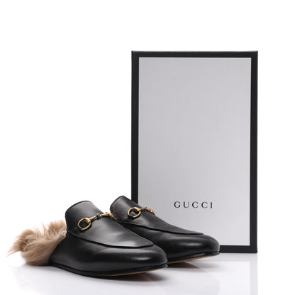 Gucci Calfskin Fur Womens Princetown Slippers 41 Black 9 of 9