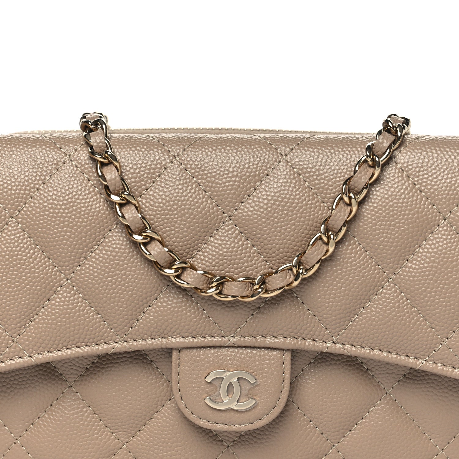 Chanel Caviar Quilted Flap Phone Holder With Chain Beige 9 of 12
