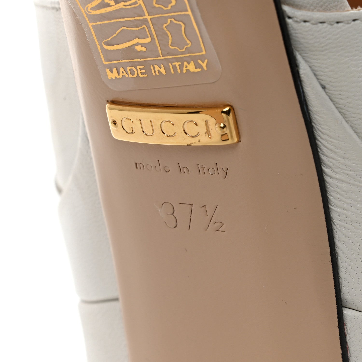 Gucci Malaga Kid Angel T-Strap Platform High Heel Pumps 37.5 Great White 7 of 10