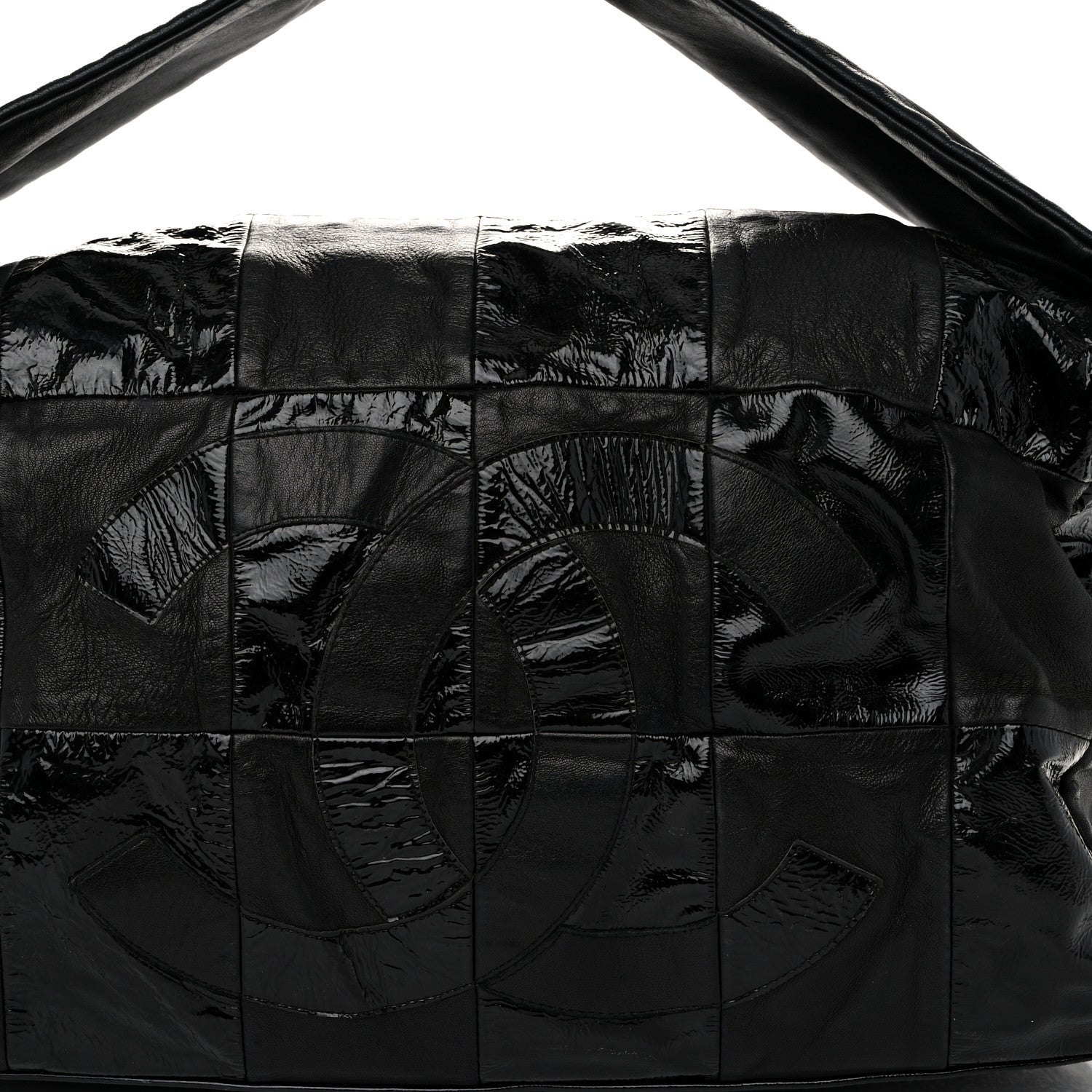 Chanel Lambskin Patent Calfskin Brooklyn Patchwork Hobo Black 7 of 11
