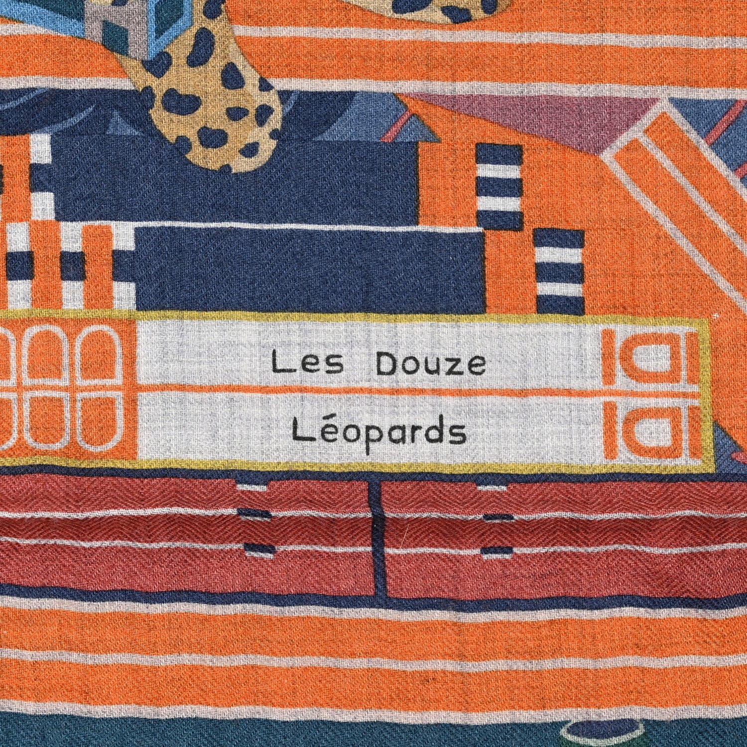 Hermes Cashmere Silk Les Douze Leopards Shawl 140 Gris Chine Rose White 3 of 5