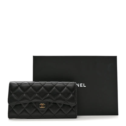Chanel Lambskin Quilted Large Gusset Flap Wallet Black 8 of 8