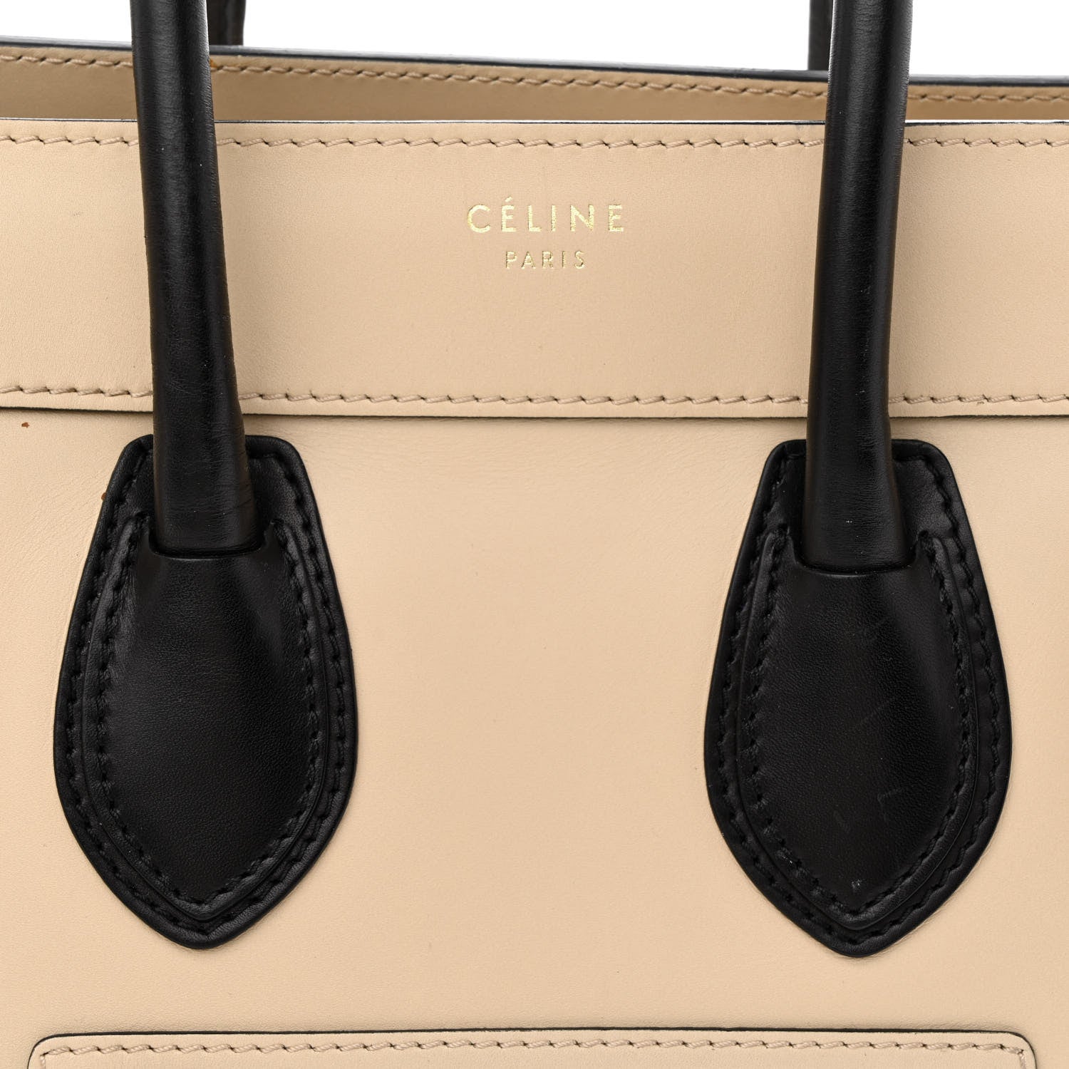 Celine Satin Calfskin Micro Bi-Color Luggage Powder Black 8 of 16