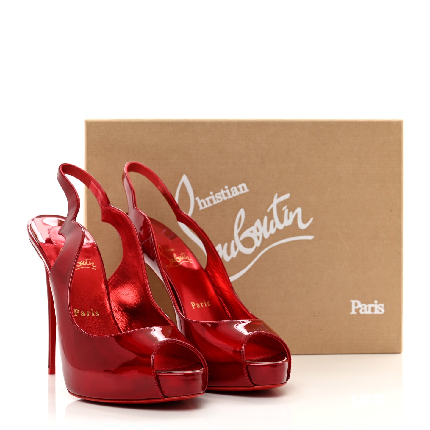 Metallic Hot Chick Slingback Platform Peep Toe 120 Pumps 38 Red