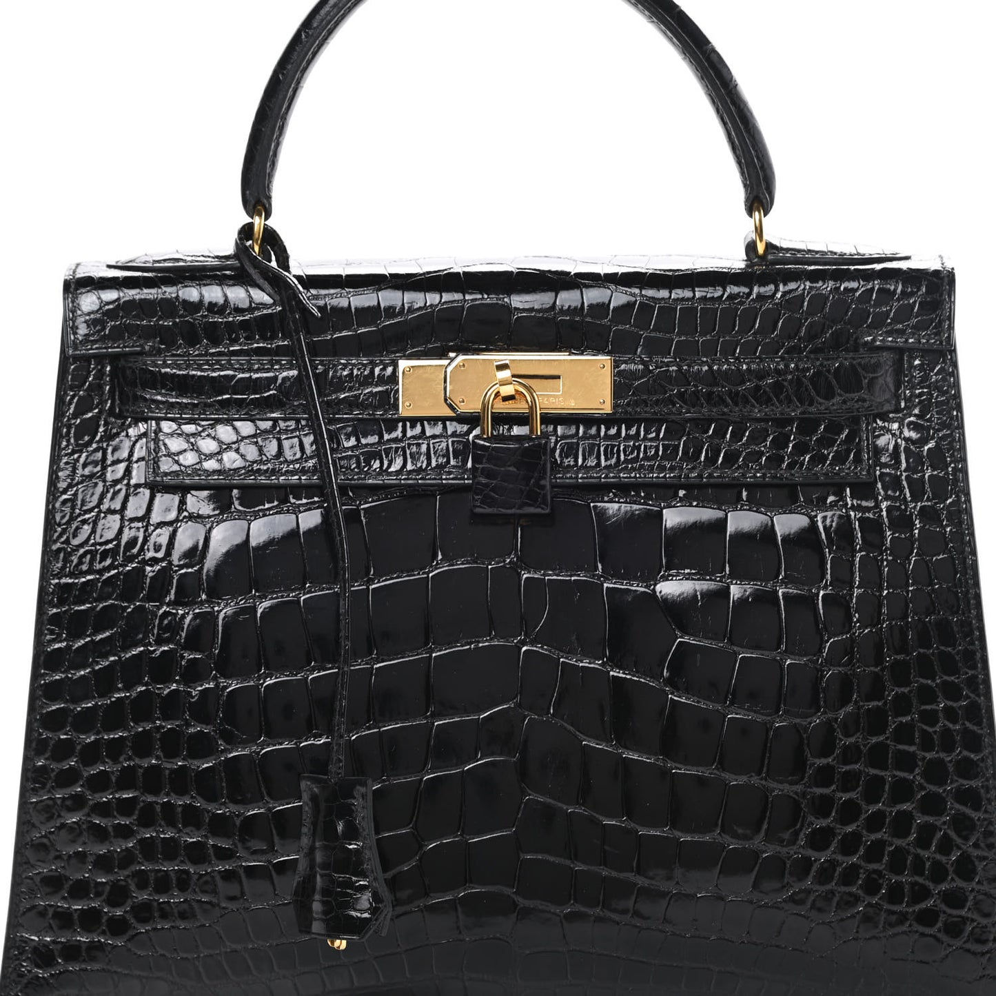 Shiny Alligator Kelly Sellier 28 Black