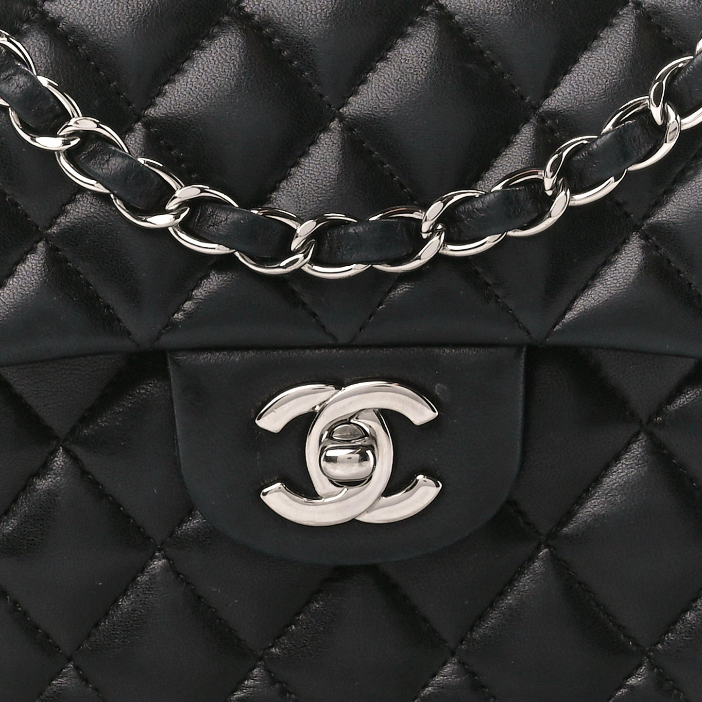 Lambskin Quilted Small Double Flap Black