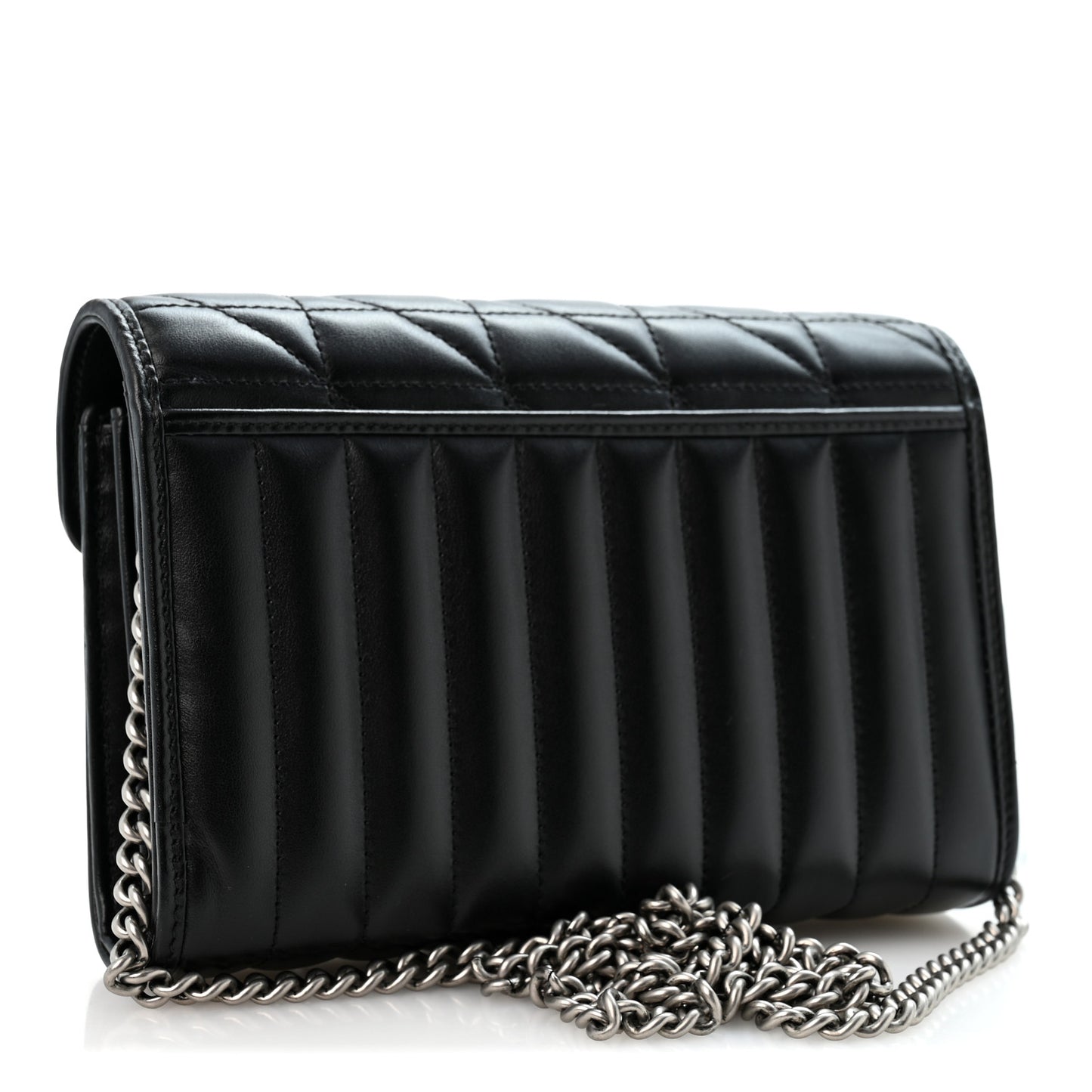 Calfskin Matelasse Aria GG Marmont Chain Wallet Black