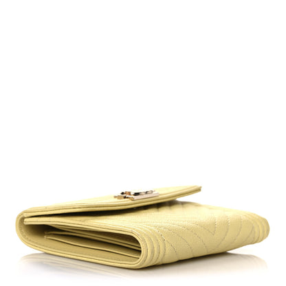 Chanel Caviar Chevron Quilted Boy Compact Wallet Yellow 4 of 11