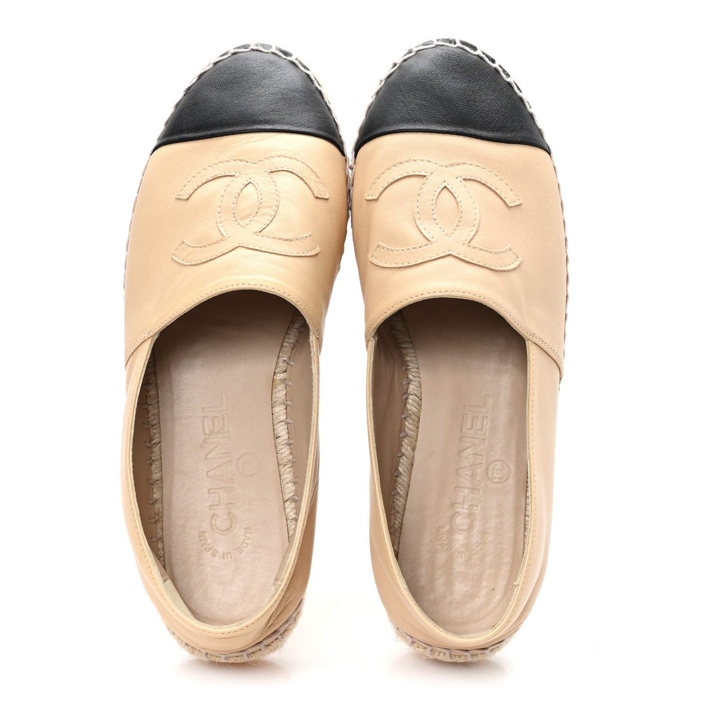 Lambskin CC Espadrilles 37 Beige Black