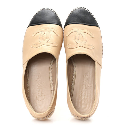 Chanel Lambskin CC Espadrilles 37 Beige Black 2 of 10