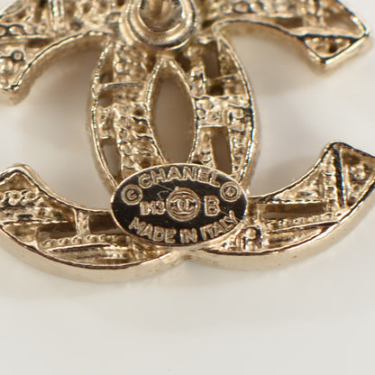 Chanel Tweed Effect CC Earrings Gold 5 of 5