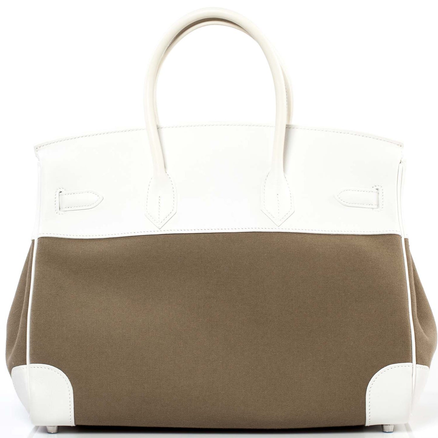 Swift Toile Birkin 35 Blanc Vert Miliatire