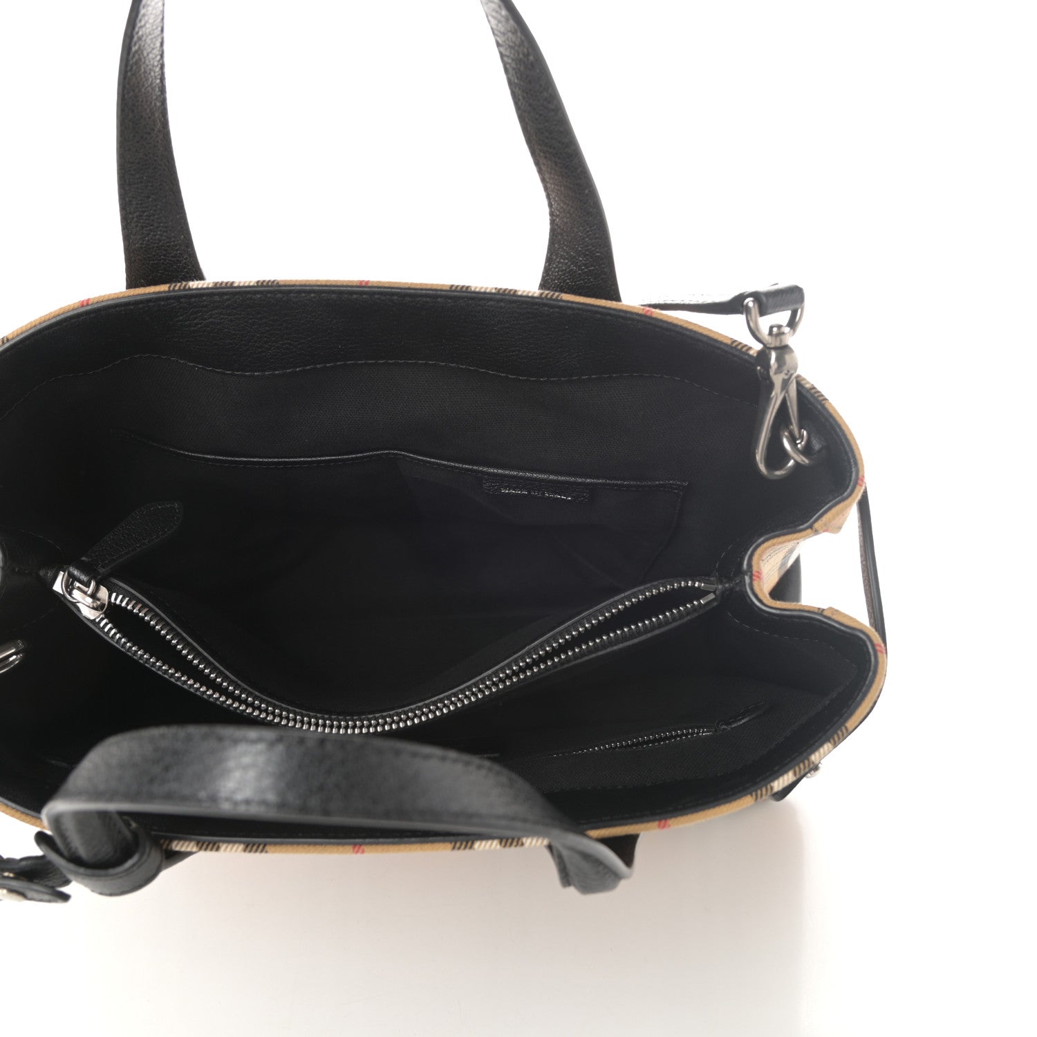 Burberry Goatskin Vintage Check Medium Banner Tote Black 5 of 10