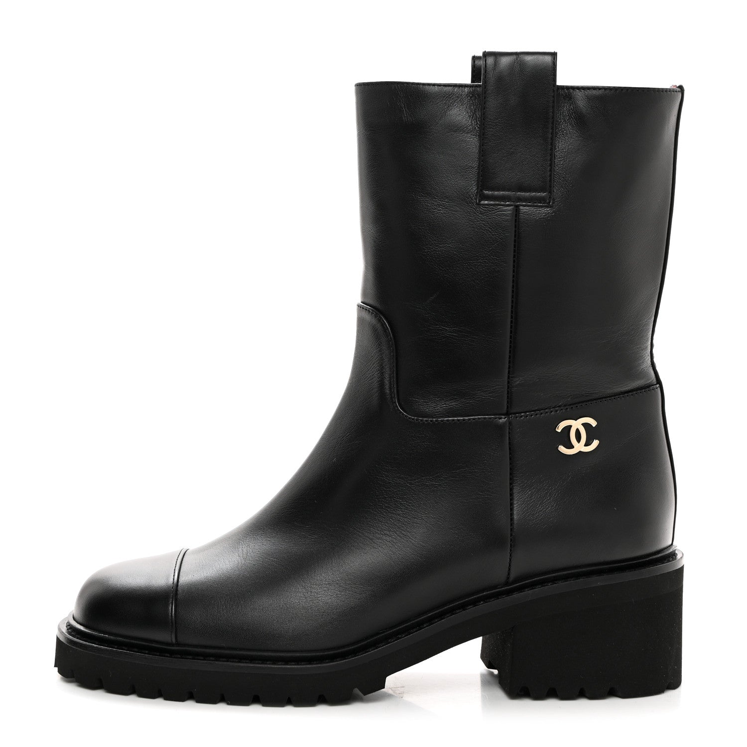 Chanel Calfskin CC Ankle Boots 38 Black 1 of 8