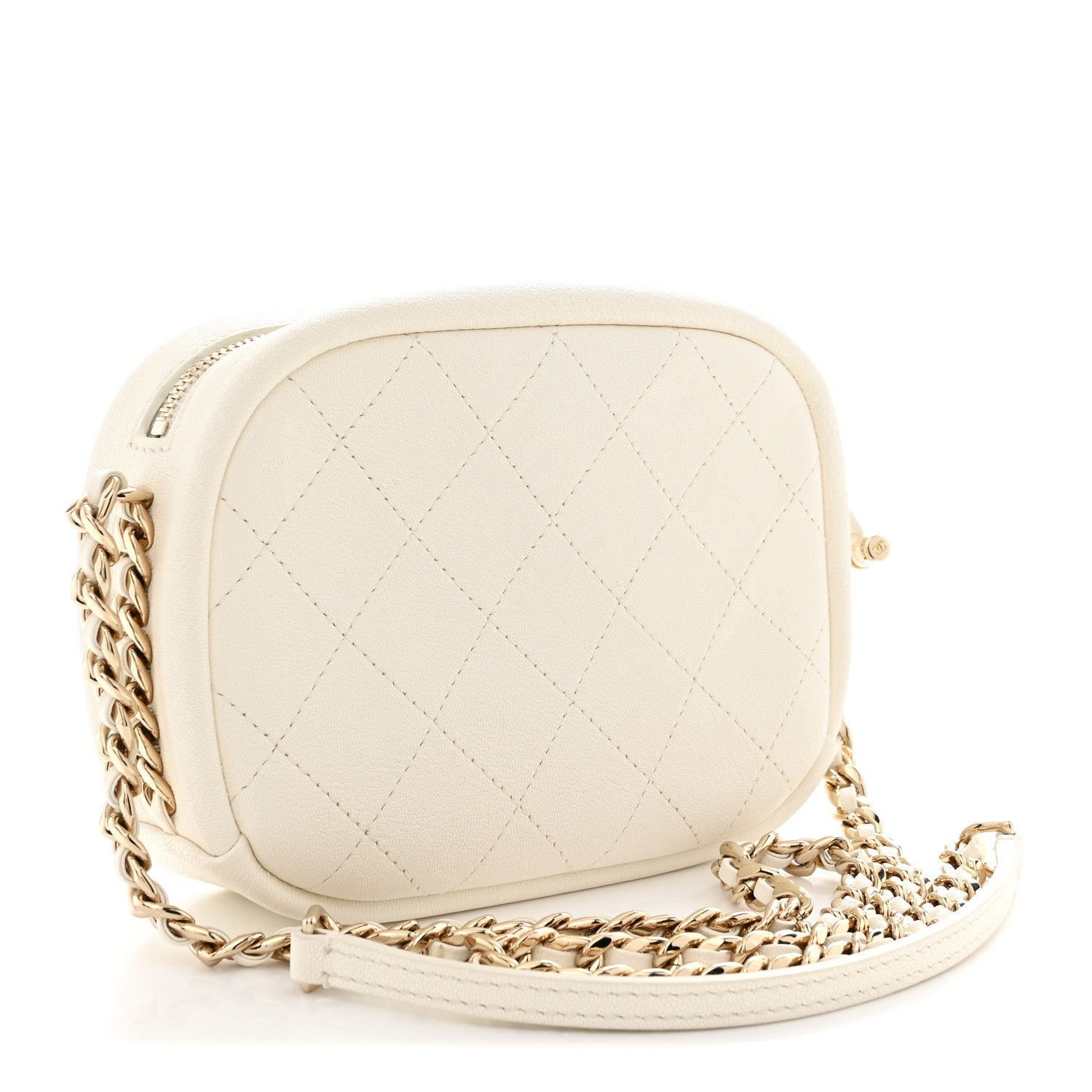 Chanel Goatskin Quilted Small Casual Trip Camera Case White 3 of 11