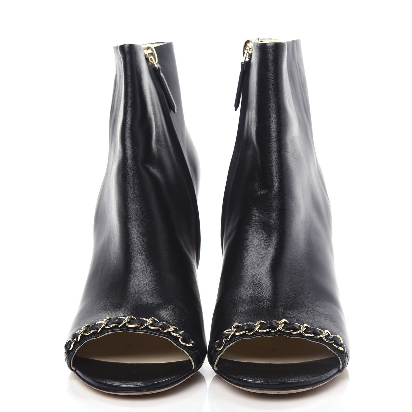 Lambskin CC Chain Short Boots 37 Black
