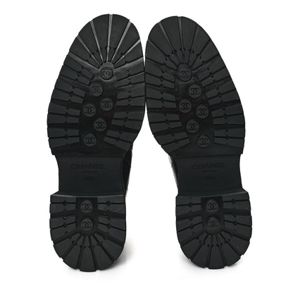 Chanel Calfskin Patent Cap Toe Quilted Short Boots 39.5 Black 5 of 8