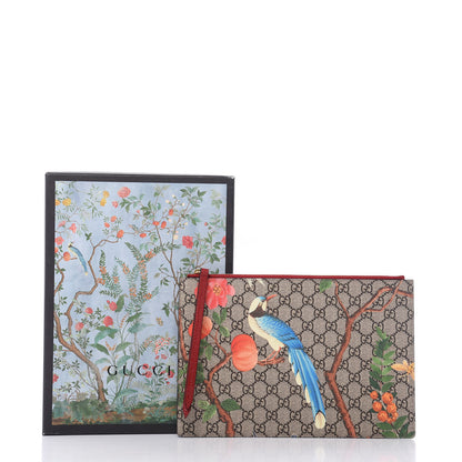 Gucci GG Supreme Monogram Tian Large Zip Pouch Beige Multicolor Red 11 of 11