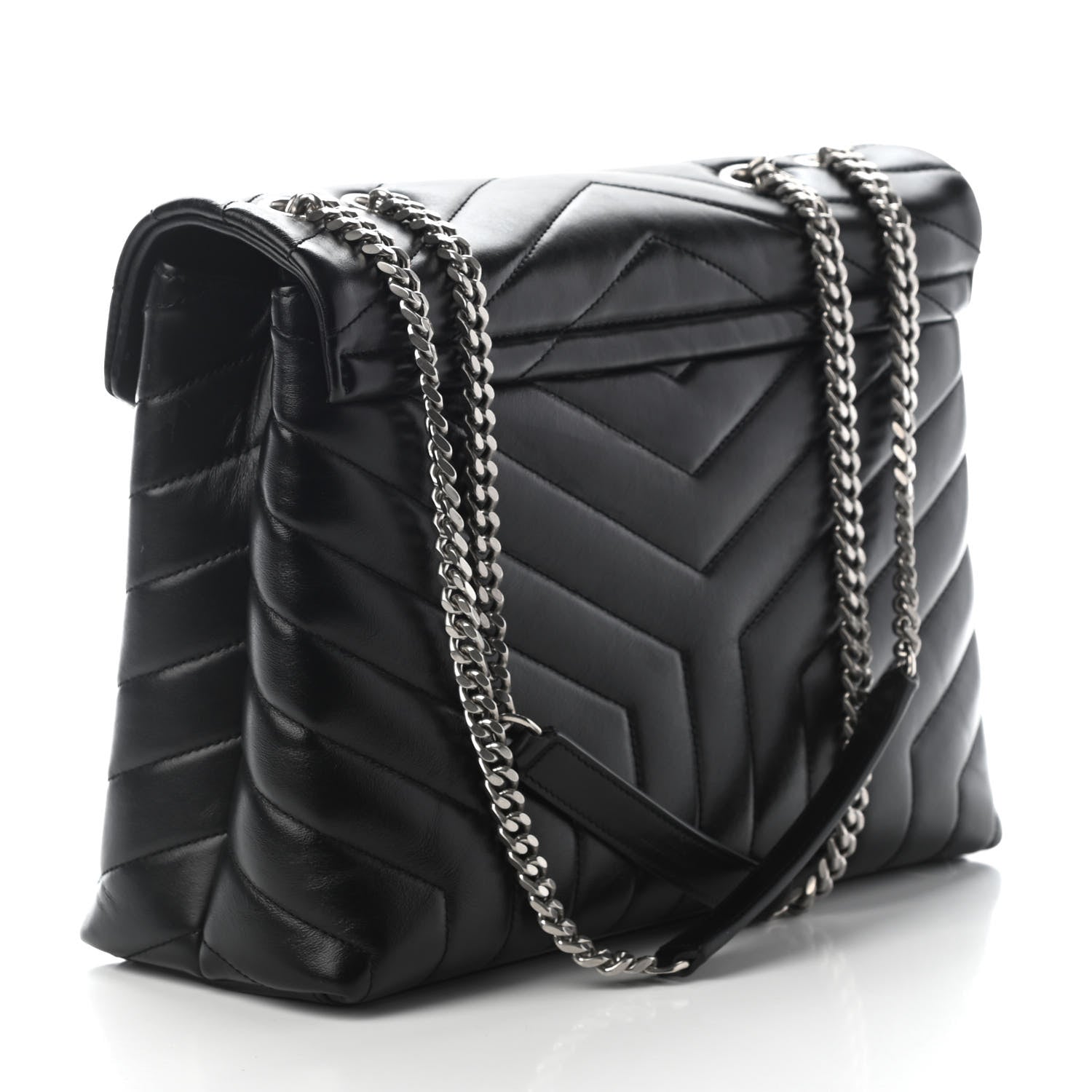 Saint Laurent Calfskin Y Quilted Monogram Medium Loulou Chain Satchel Black 3 of 8