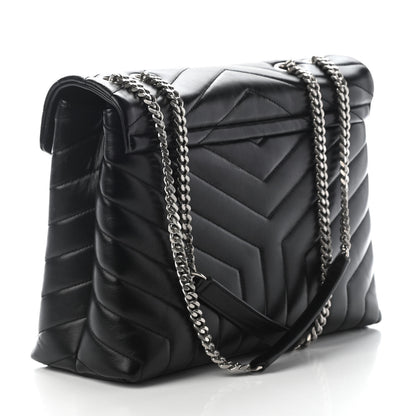 Saint Laurent Calfskin Y Quilted Monogram Medium Loulou Chain Satchel Black 3 of 8