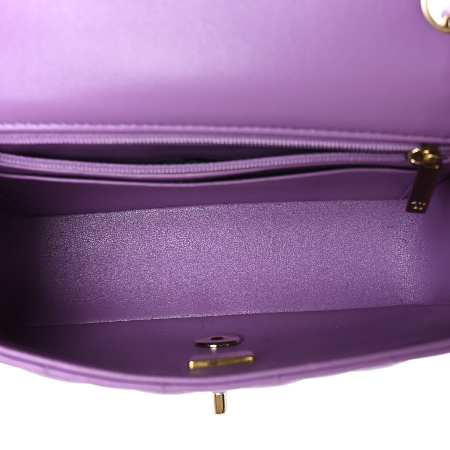 Lambskin Quilted Mini Rectangular Flap Purple
