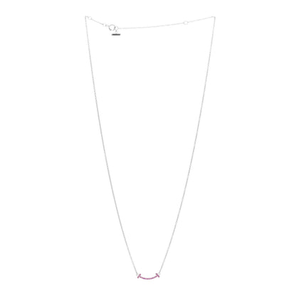Tiffany 18K White Gold Pink Sapphire Mini T Smile Pendant Necklace 3 of 6