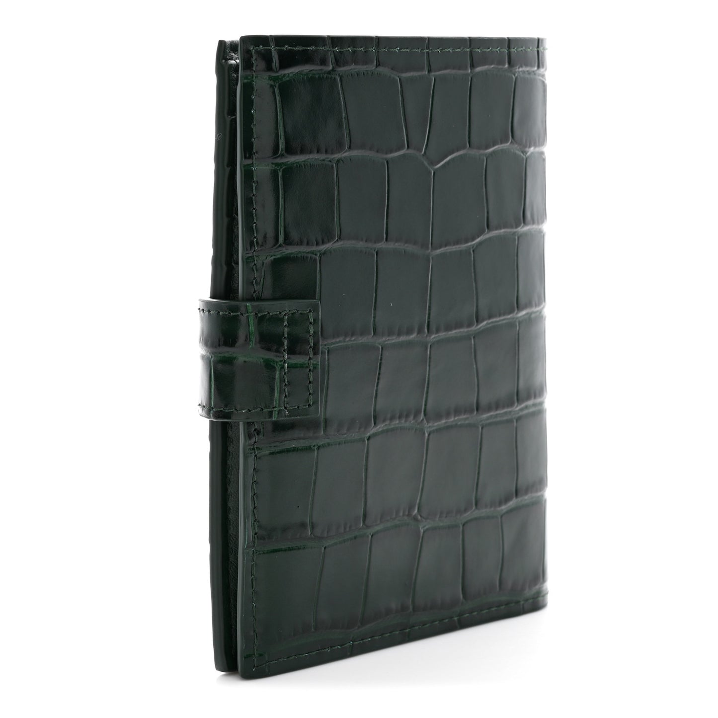 Calfskin Crocodile Embossed Crococo Passport Holder Emerald