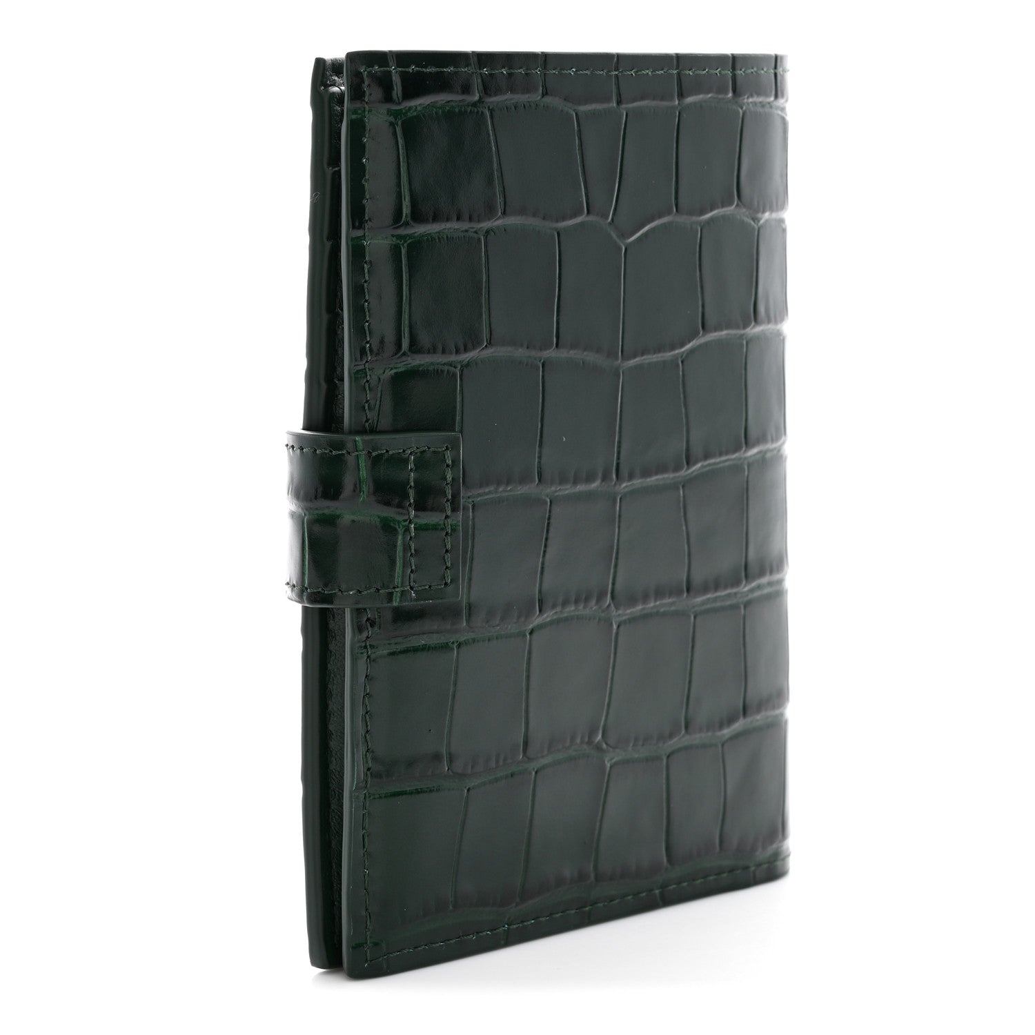 Chanel Calfskin Crocodile Embossed Crococo Passport Holder Emerald 3 of 8