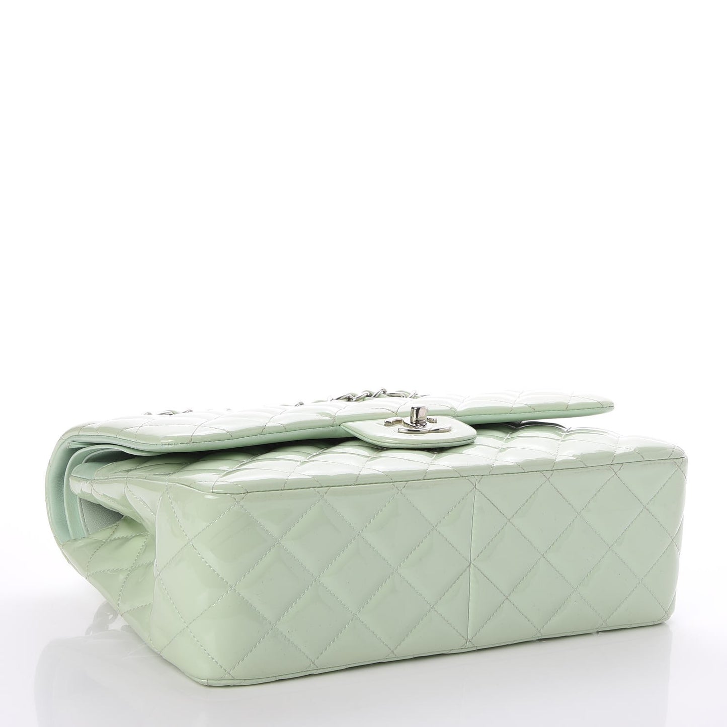 Patent Quilted Jumbo Double Flap Green