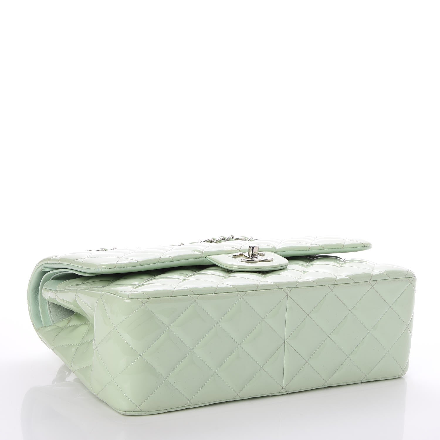 Chanel Patent Quilted Jumbo Double Flap Green 5 of 8