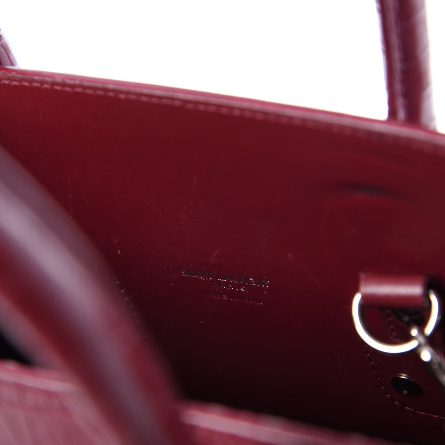 Calfskin Crocodile Embossed Small Sac De Jour Rouge