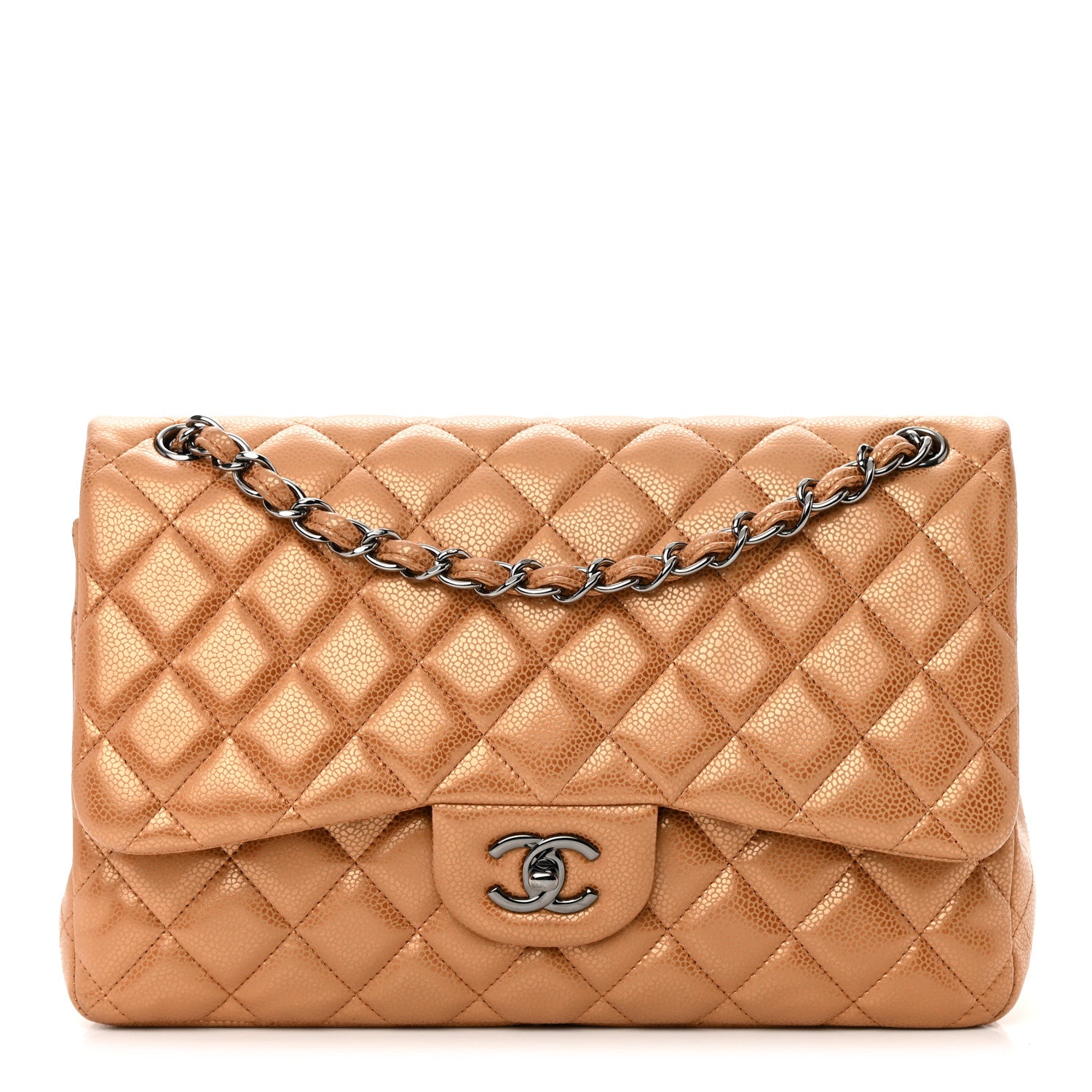 Chanel Metallic Caviar Quilted Jumbo Double Flap Copper 1 of 15