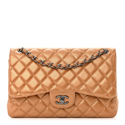 Chanel Metallic Caviar Quilted Jumbo Double Flap Copper 1 of 15