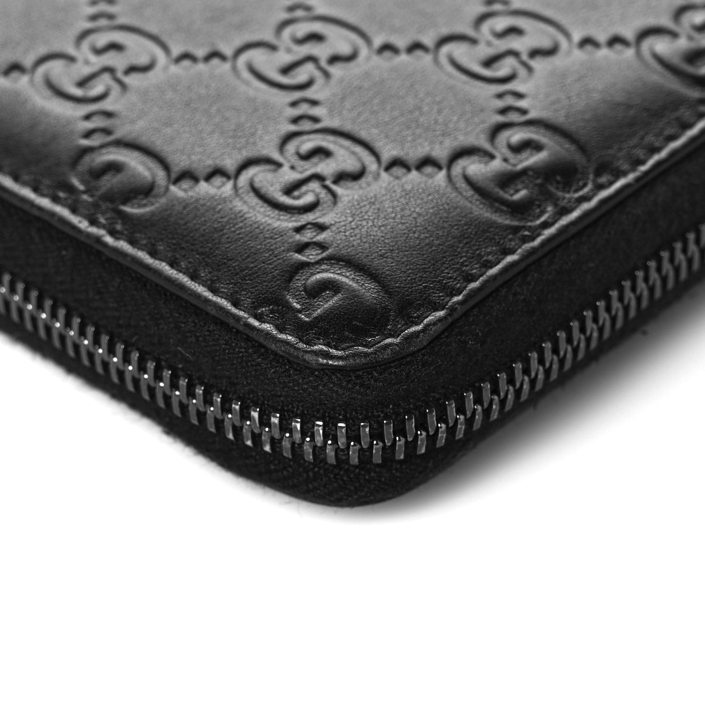 Guccissima Signature Zip Around Organizer Wallet Black