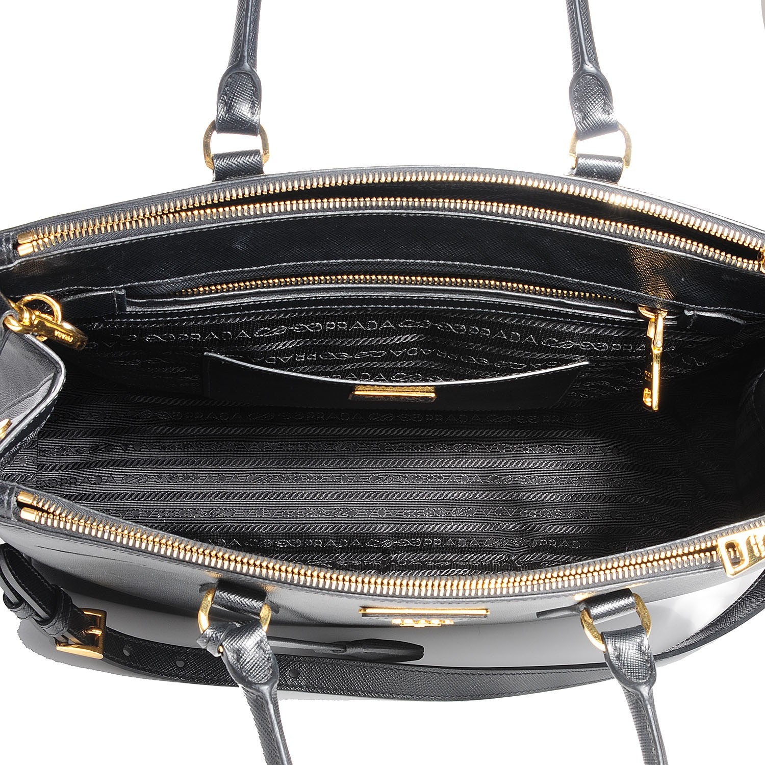 Prada Saffiano Lux Medium Double Zip Tote Nero Black 10 of 10