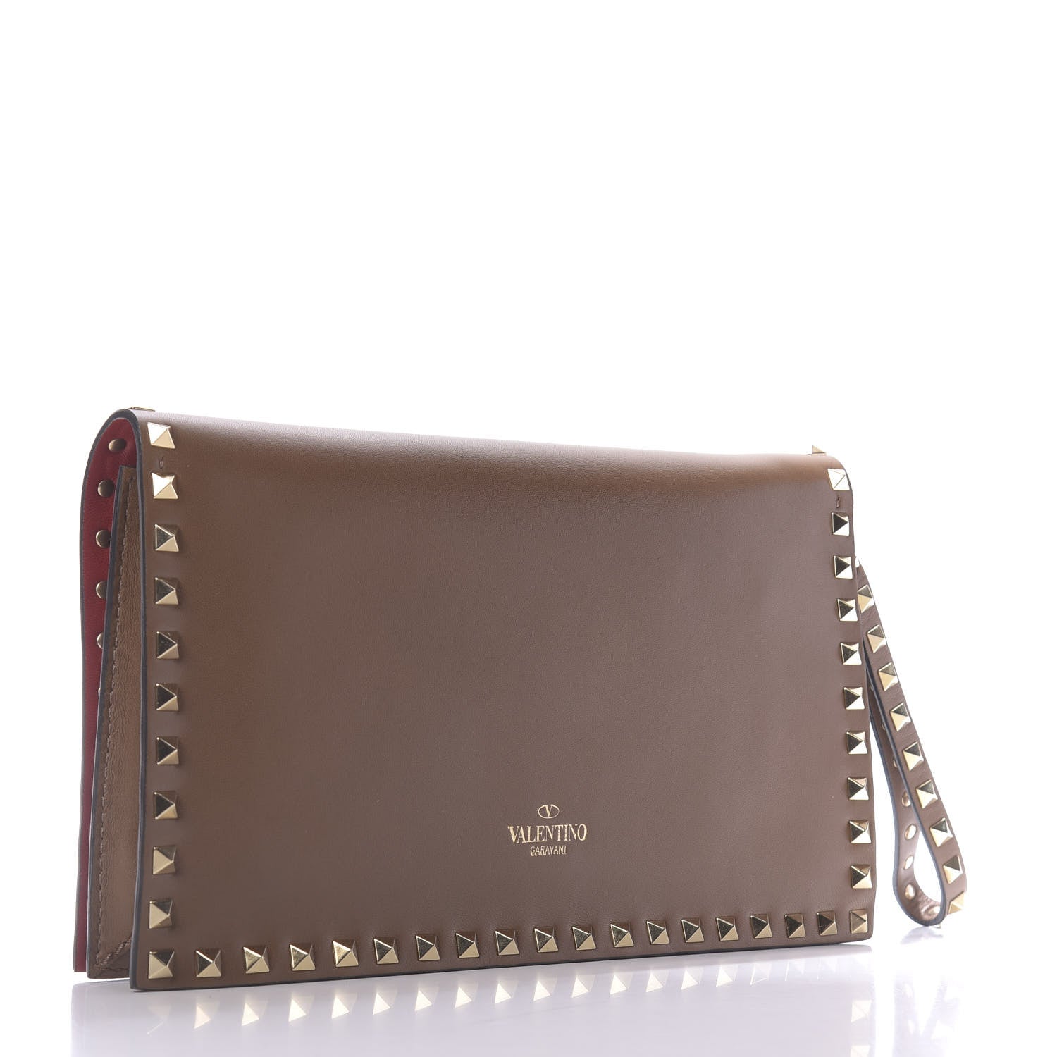 Valentino Garavani Nappa Rockstud Wristlet Clutch Taupe 3 of 11