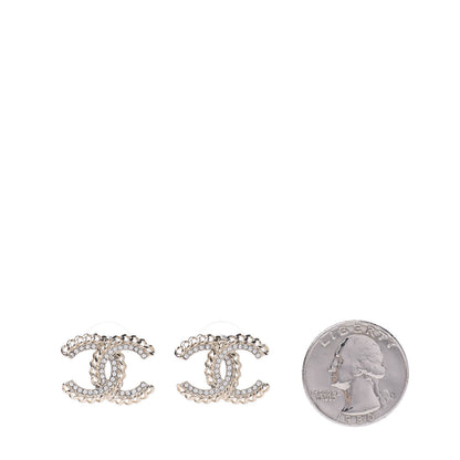 Chanel Crystal Chain CC Earrings Gold 2 of 5