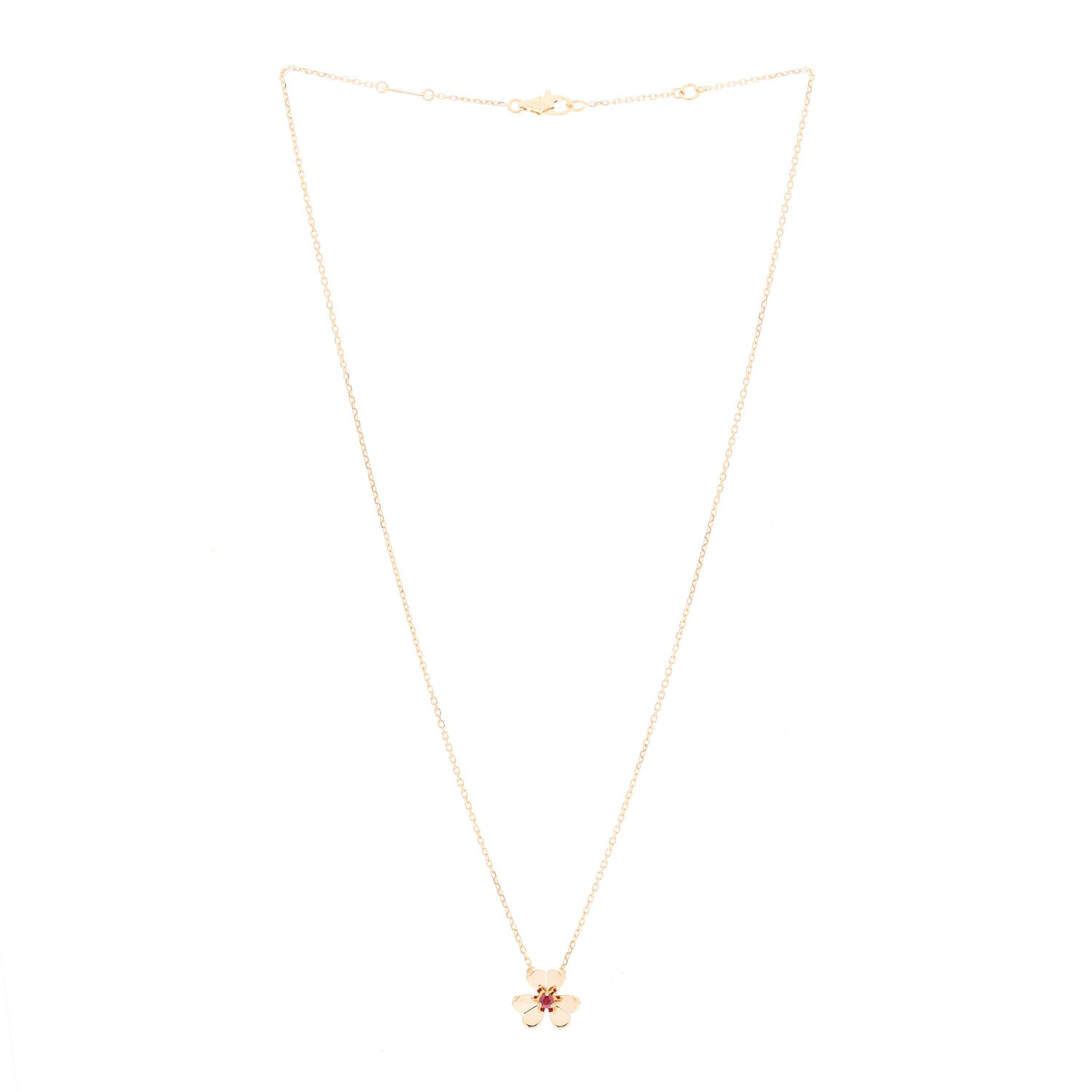 Van Cleef & Arpels 18K Rose Gold Ruby Mini Frivole Pendant Necklace 2 of 7