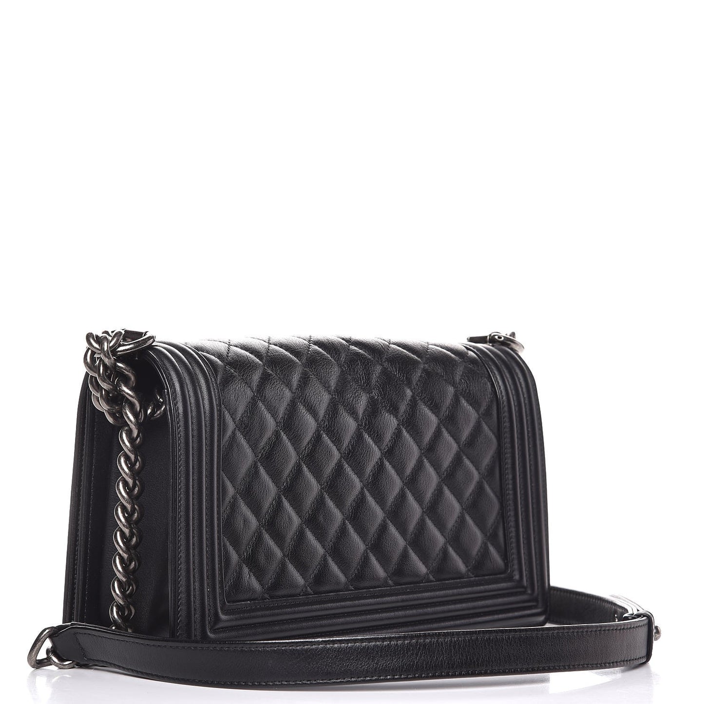Calfskin Quilted Medium Boy Flap Black