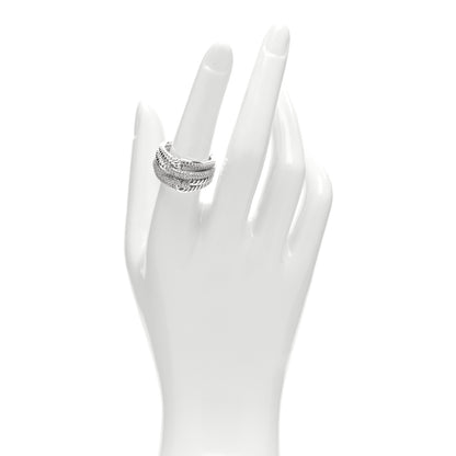 David Yurman Sterling Silver Diamond 13mm Labyrinth Double Loop Ring 54 7 2 of 4