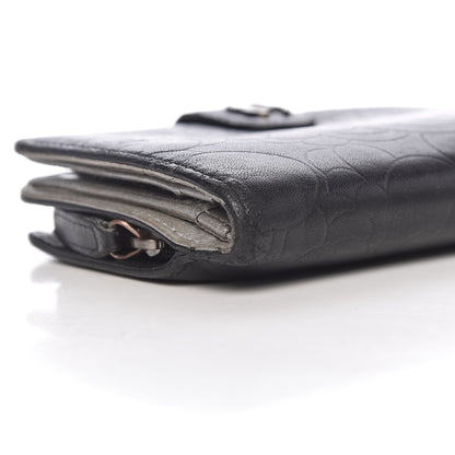 Chanel Lambskin Camellia Embossed Zipped Pocket Wallet Black 12 of 15