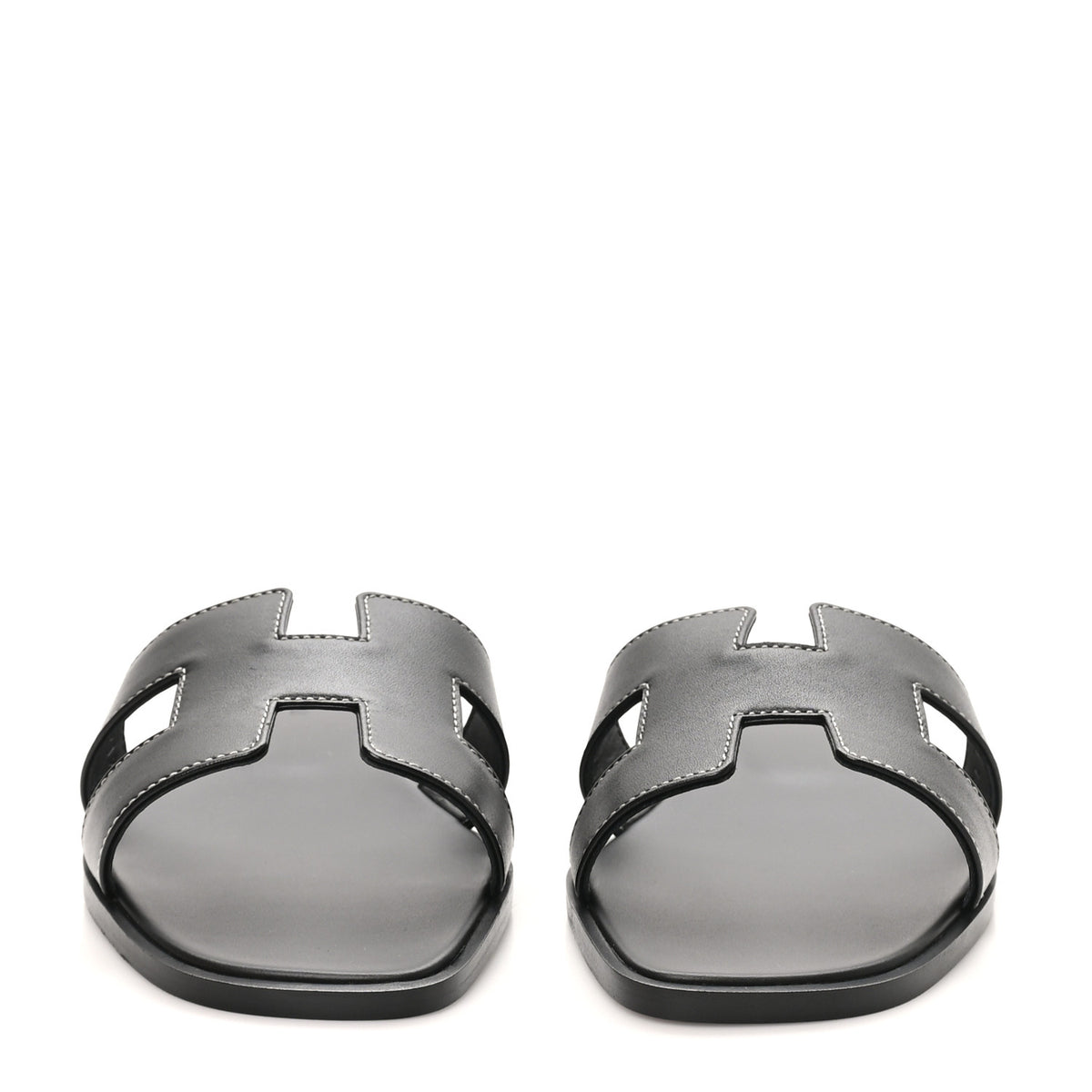 Hermes Box Calfskin Oran Sandals 38 Black 3 of 10