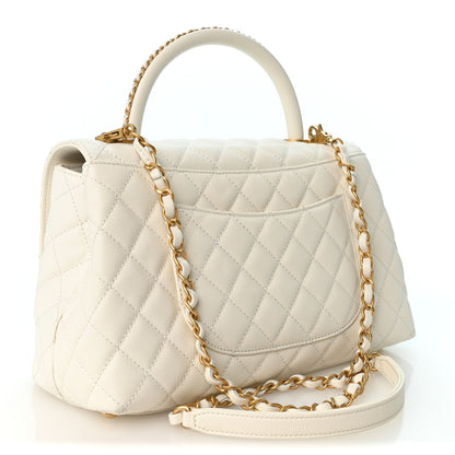 Chanel Caviar Quilted Small Chain Coco Handle Flap White 3 of 10